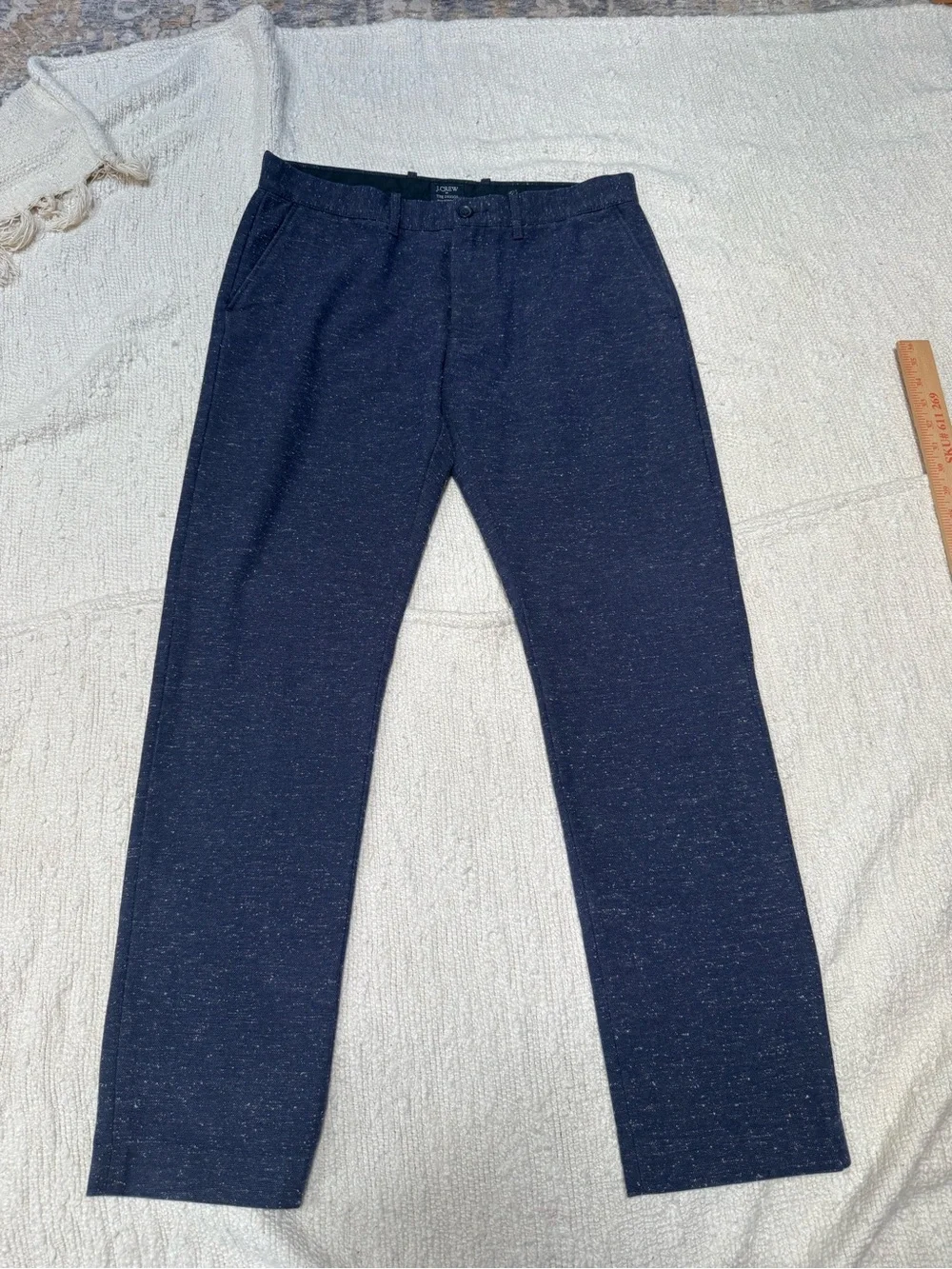 J.CREW The Driggs Blue Textured Trousers Size 32 X 32